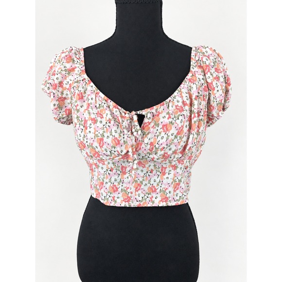 Hollister Tops - Hollister Women's Large Floral Crop Top Puff Sleeve Smocked Cottagecore